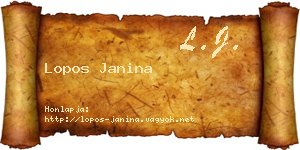 Lopos Janina névjegykártya